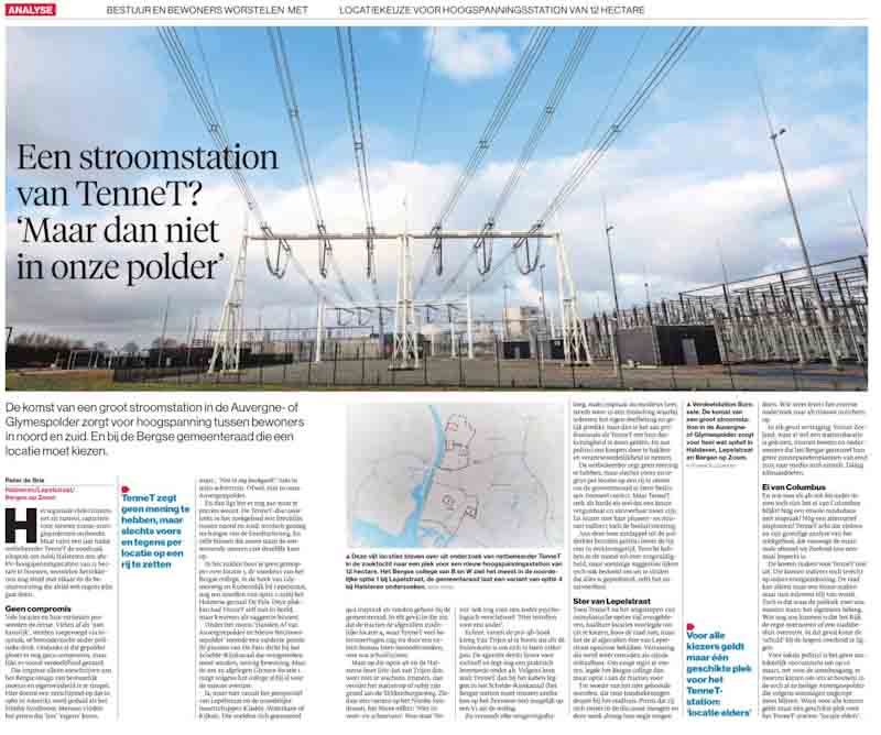 Stroomstation TenneT niet in onze glymespolder 