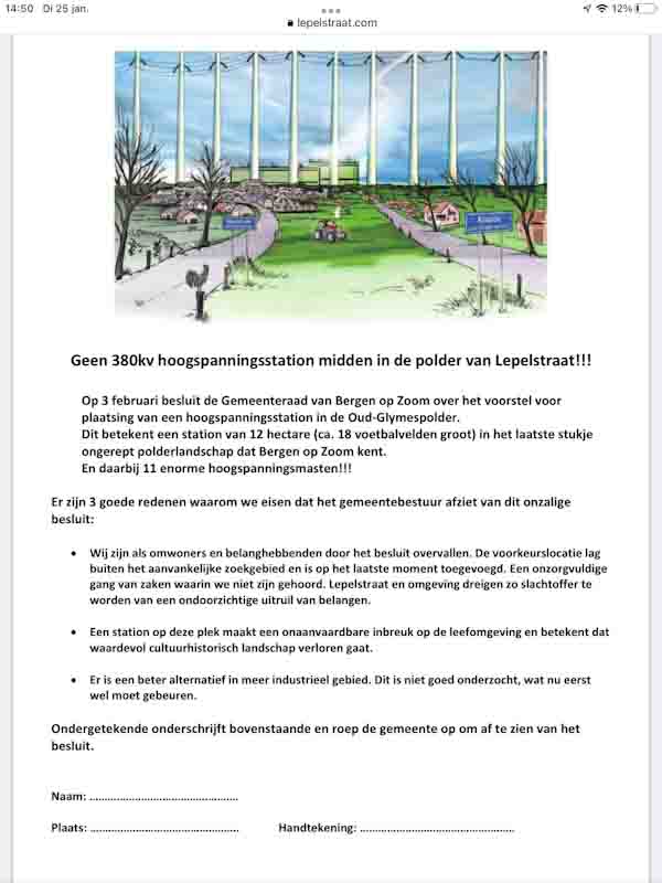 teken de petitie  glymes polder